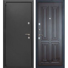 Дверь стальная Монарх1 (муар черн.с бл) 860*2050 правая, панель Канцлер (венге) 