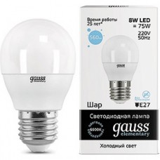 Лампа Gauss LED Elementary Globe 8W E27 6500K 1/10/100