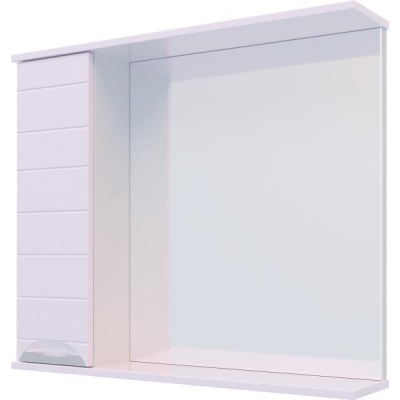 Шкаф навесной, 1 дверь + зеркало, 600, (Вероника, Белый снег, Белый глянец)