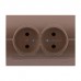 702-3131-128 Deriy Розетка двойная б/з светло коричневый перламутр со вставкой керамика